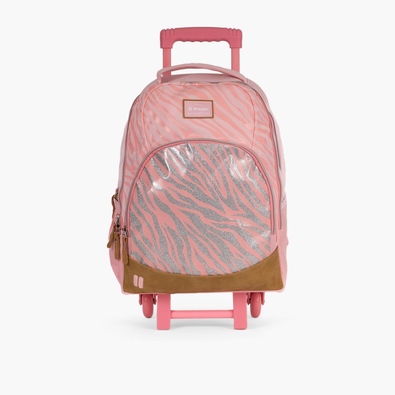 PAUSE Printed Pink Trolley Backpack for Girls - Image 1